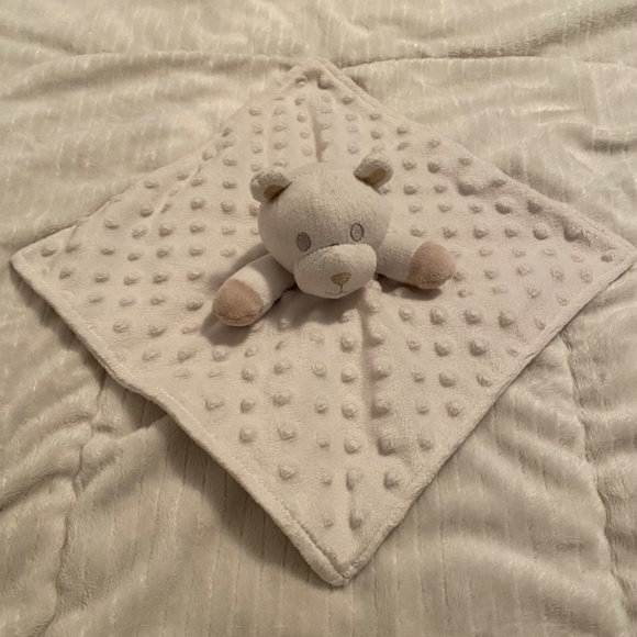 White Teddy Bear Raised Textured Dots Circles Plush Baby Security Blanket Lovey - Picture 2 of 3